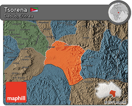 Political Map of Tsorena, darken, semi-desaturated