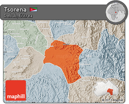 Political Map of Tsorena, lighten, semi-desaturated