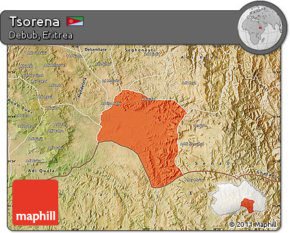 Political Map of Tsorena, satellite outside