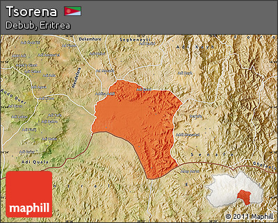 Political Map of Tsorena, satellite outside
