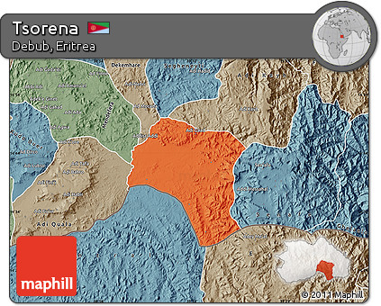 Political Map of Tsorena, semi-desaturated