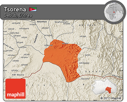 Political Map of Tsorena, shaded relief outside