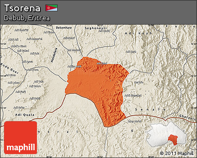 Political Map of Tsorena, shaded relief outside