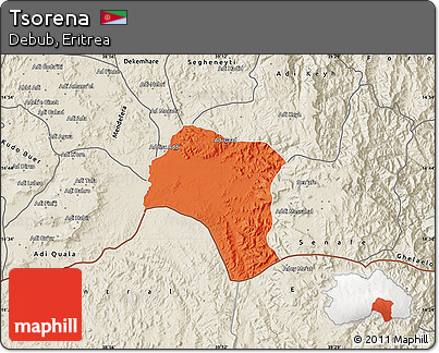 Political Map of Tsorena, shaded relief outside