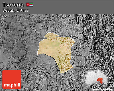 Satellite Map of Tsorena, darken, desaturated