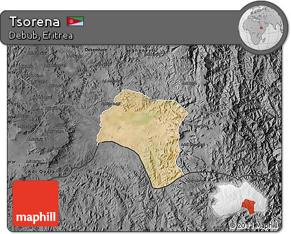 Satellite Map of Tsorena, darken, desaturated