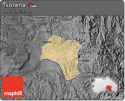 Satellite Map of Tsorena, darken, desaturated