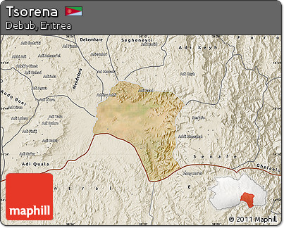 Satellite Map of Tsorena, shaded relief outside