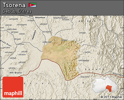 Satellite Map of Tsorena, shaded relief outside