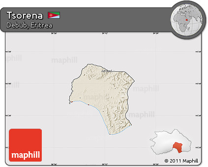 Shaded Relief Map of Tsorena, cropped outside