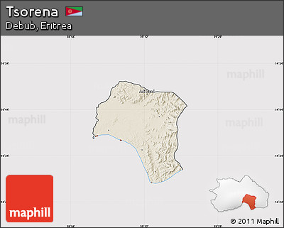 Shaded Relief Map of Tsorena, cropped outside