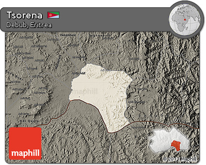Shaded Relief Map of Tsorena, darken