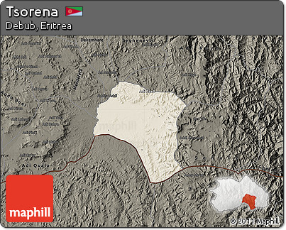 Shaded Relief Map of Tsorena, darken