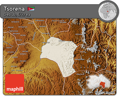 Shaded Relief Map of Tsorena, physical outside