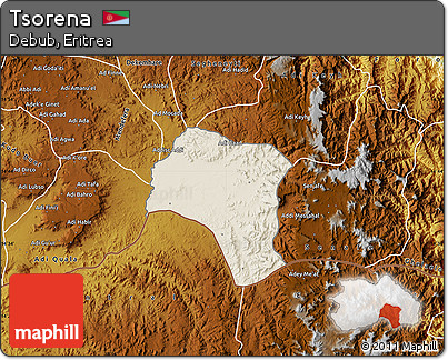 Shaded Relief Map of Tsorena, physical outside