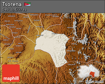 Shaded Relief Map of Tsorena, physical outside