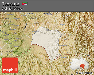 Shaded Relief Map of Tsorena, satellite outside