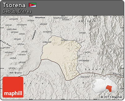 Shaded Relief Map of Tsorena, semi-desaturated