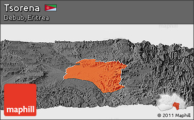 Political Panoramic Map of Tsorena, darken, desaturated