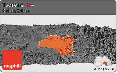 Political Panoramic Map of Tsorena, darken, desaturated