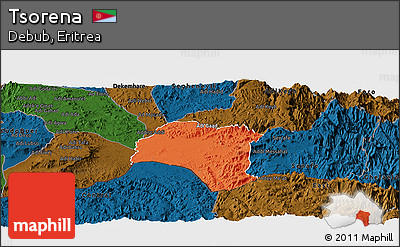 Political Panoramic Map of Tsorena, darken