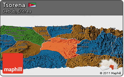 Political Panoramic Map of Tsorena, darken