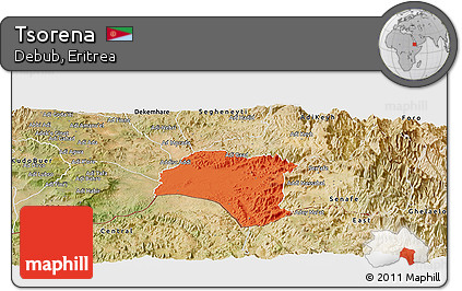 Political Panoramic Map of Tsorena, satellite outside