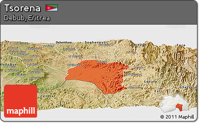 Political Panoramic Map of Tsorena, satellite outside
