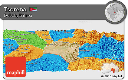 Satellite Panoramic Map of Tsorena, political outside