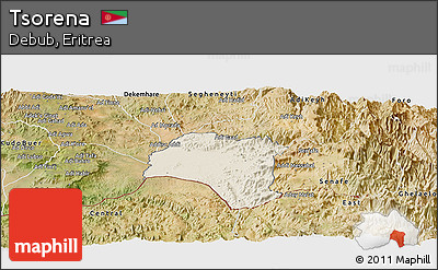 Shaded Relief Panoramic Map of Tsorena, satellite outside