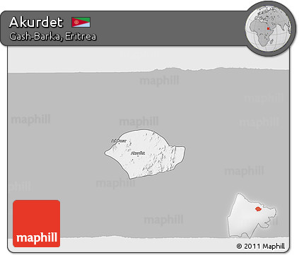 Gray 3D Map of Akurdet, single color outside