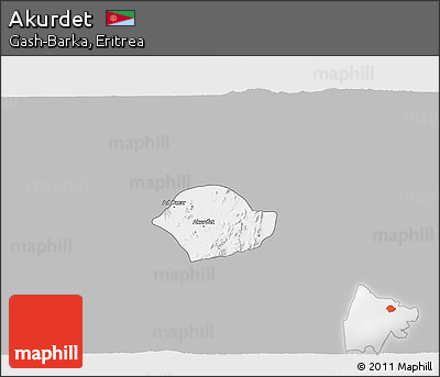Gray 3D Map of Akurdet, single color outside