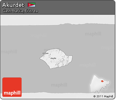 Gray 3D Map of Akurdet, single color outside