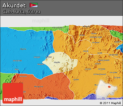 Physical 3D Map of Akurdet, political outside