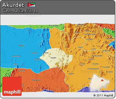 Physical 3D Map of Akurdet, political outside