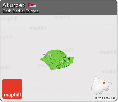 Political 3D Map of Akurdet, cropped outside