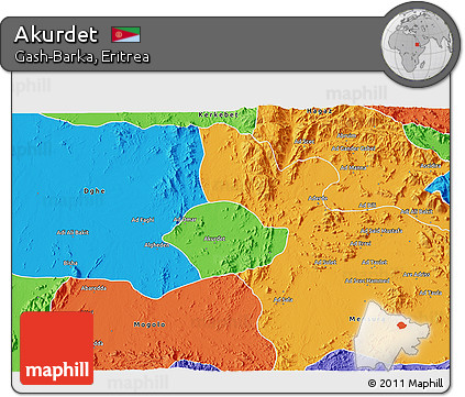 Political 3D Map of Akurdet