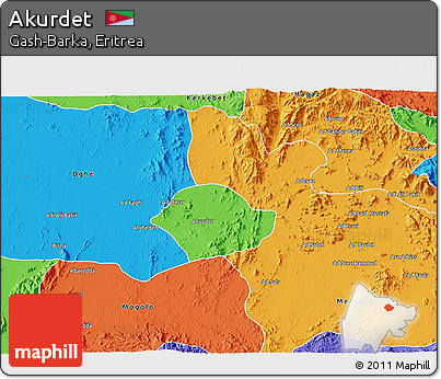Political 3D Map of Akurdet