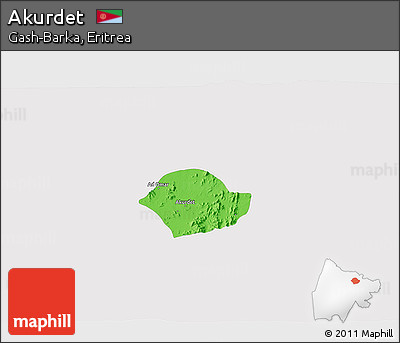 Political 3D Map of Akurdet, single color outside