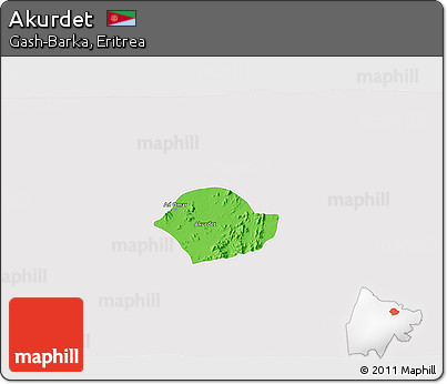 Political 3D Map of Akurdet, single color outside