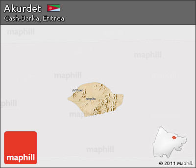 Satellite 3D Map of Akurdet, cropped outside