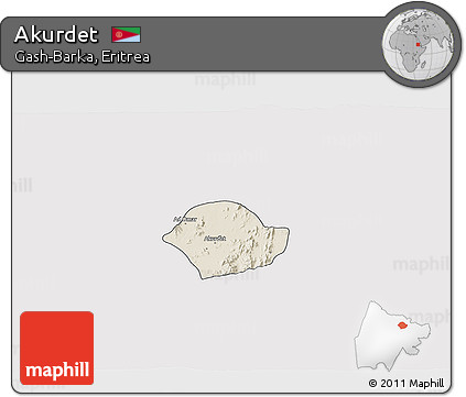 Shaded Relief 3D Map of Akurdet, cropped outside