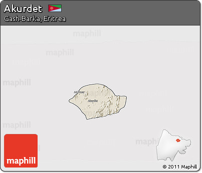 Shaded Relief 3D Map of Akurdet, cropped outside