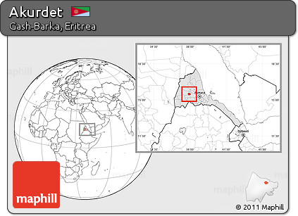 Blank Location Map of Akurdet, highlighted country, within the entire country