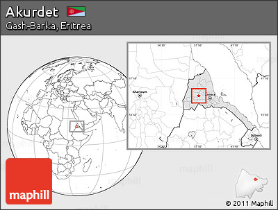 Blank Location Map of Akurdet, highlighted country