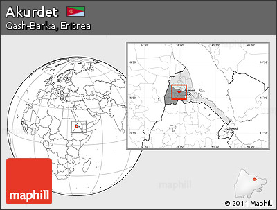 Blank Location Map of Akurdet, highlighted country, highlighted parent region, within the entire country