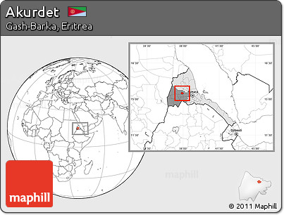 Blank Location Map of Akurdet, highlighted country, highlighted parent region, within the entire country