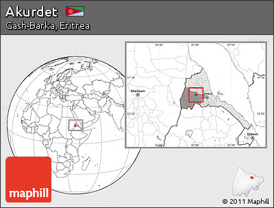 Blank Location Map of Akurdet, highlighted country, highlighted parent region