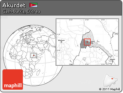 Blank Location Map of Akurdet, highlighted country, highlighted parent region