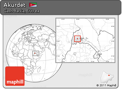 Blank Location Map of Akurdet, highlighted parent region, within the entire country